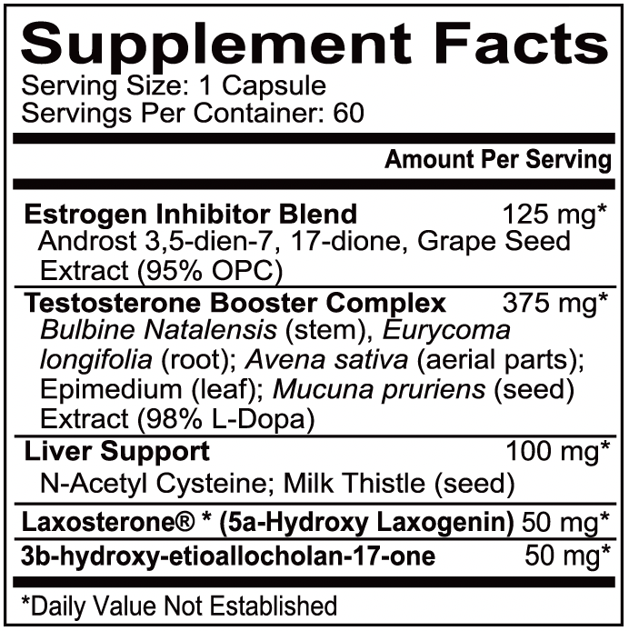 Arimestage PCT 50 Supplement Facts