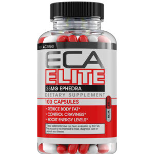 Bottle ECA Elite with 100 Red and White Capsules