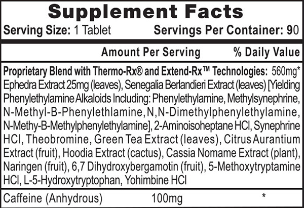 Lipodrene Supplement Facts