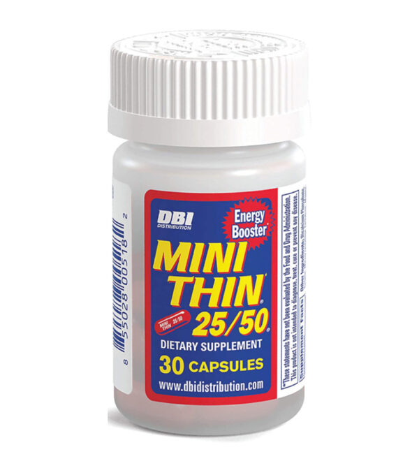 Bottle of Mini Thin 25 50 Energy Pills