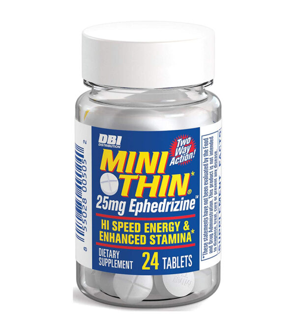 Mini Thin Ephedrizine bottle with 24 tablets for energy
