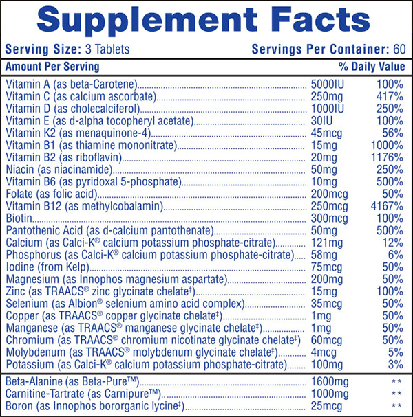 Musclevite Supplement Facts