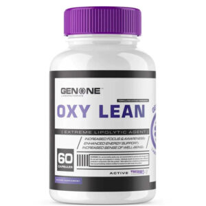 Bottle of Oxy Lean purple and white diet pills