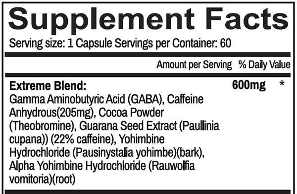 OxyXtreme Supplement Facts