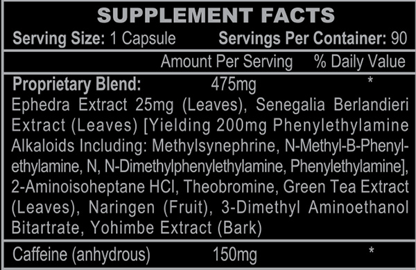 Stimerex Hardcore Supplement Facts