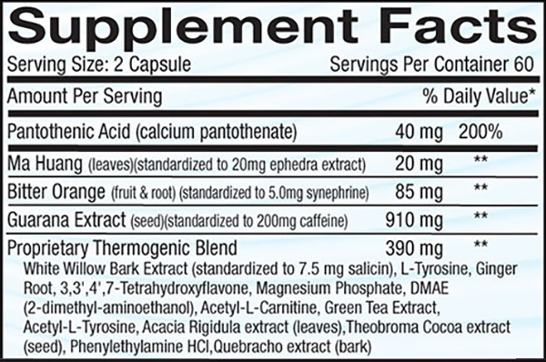 Superdrine Supplement Facts