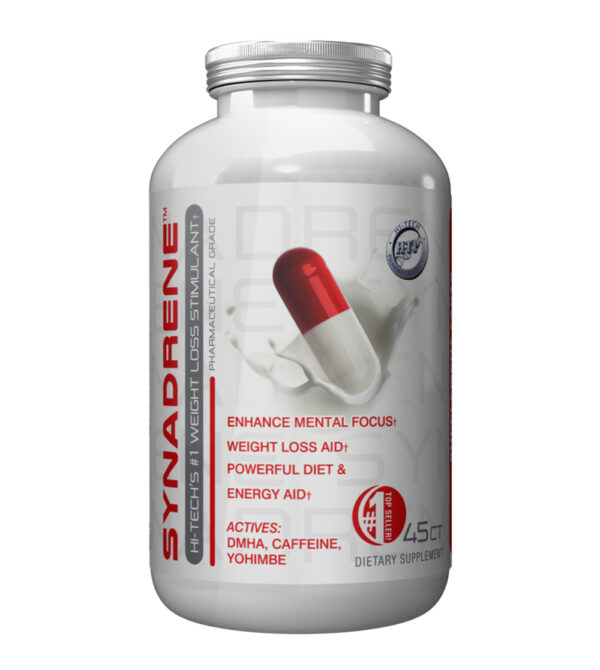 bottle of Synadrene with 45 red and white capsulse