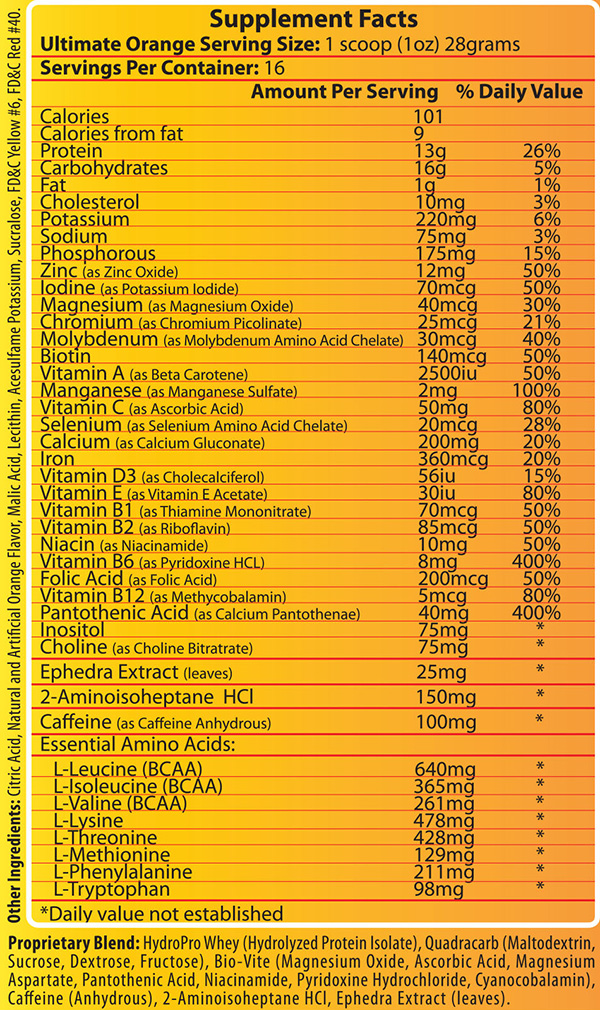 Ultimate Orange Supplement Facts