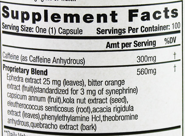 Yellow Devils Supplement Facts